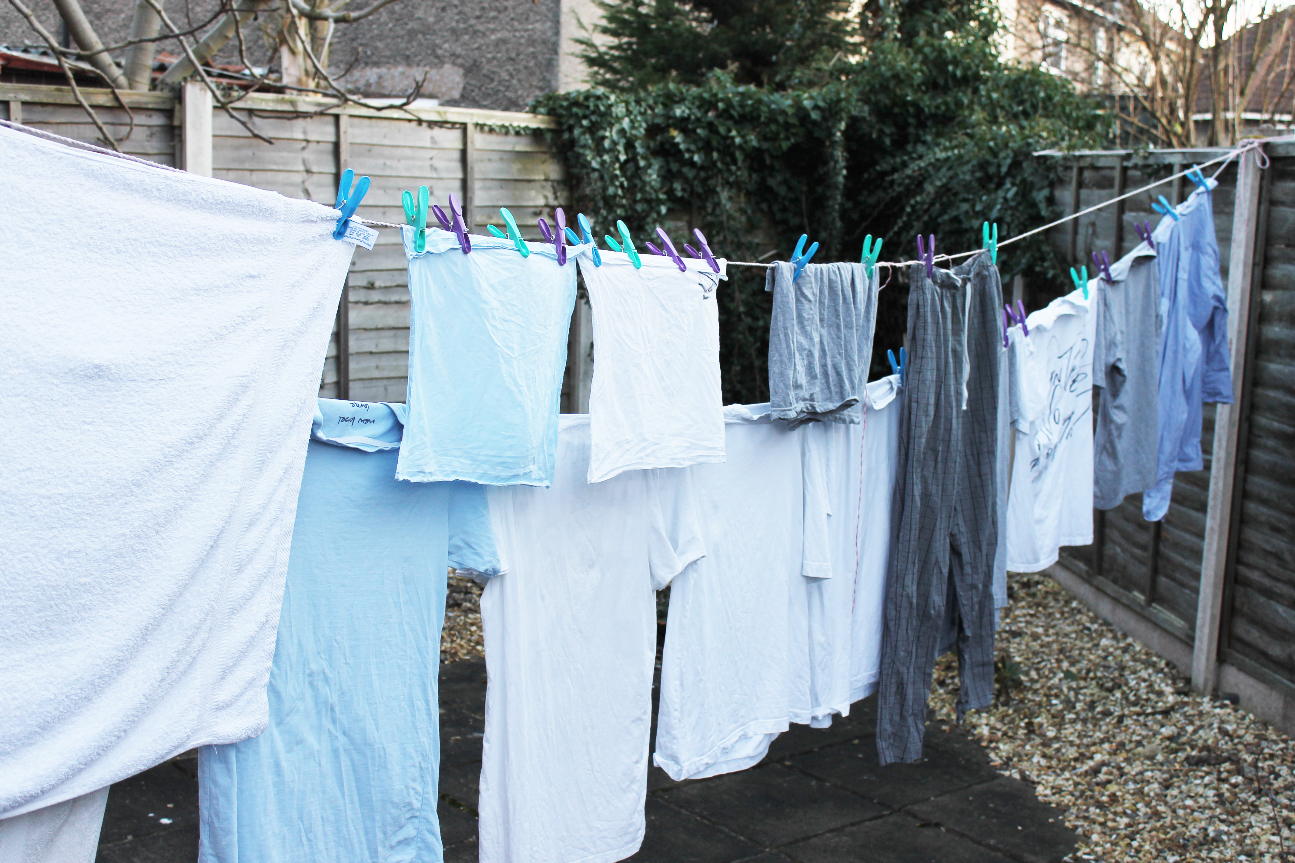 Clothes being hung on a washing line